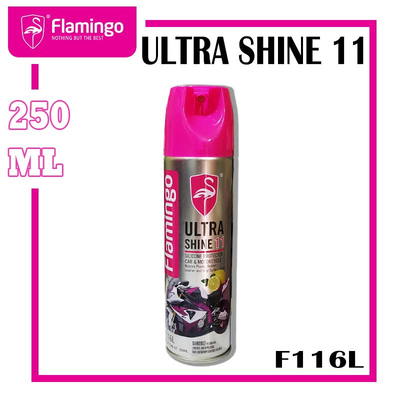 Picture of Flamingo Ultra Shine 11 250ml / 450ml(F116L)Dashboard Polish- Car Motorbike Leather, Plastic, Rubber, Wood Spray Polish Dashboard & Leather Wax ( Cleans&Shines)