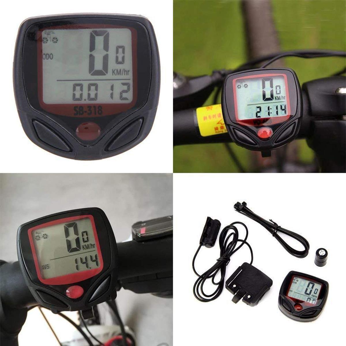 Picture of 15 Function Cycle Speedometer Digital LCD Speedometer for Bicycle Bike Meter Waterproof (Multicolor)