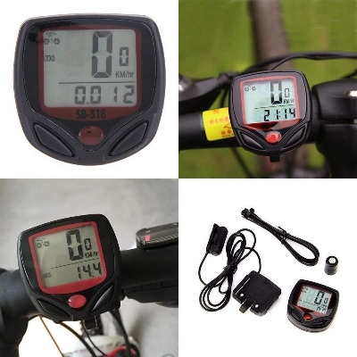 Picture of 15 Function Cycle Speedometer Digital LCD Speedometer for Bicycle Bike Meter Waterproof (Multicolor)