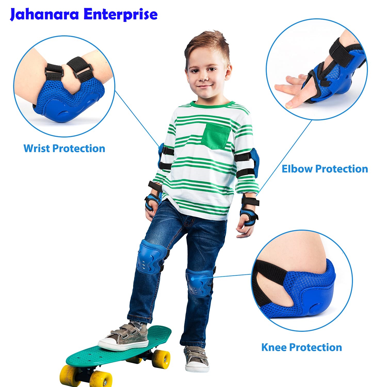 Picture of Knee Pads for Kids/Youth, Knee Pad and Elbow Pads Wrist Guards Protective Gear Set for Roller Skates Cycling BMX Bike Skateboard Inline Skating's Scooter Riding