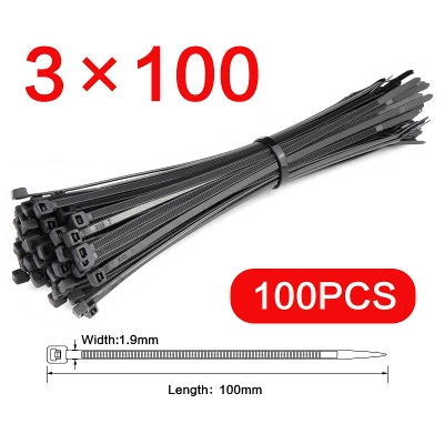 Picture of 4 Inch (3x100mm) Cable Tie 100 Pcs Black Nylon Plastic Cable Tie