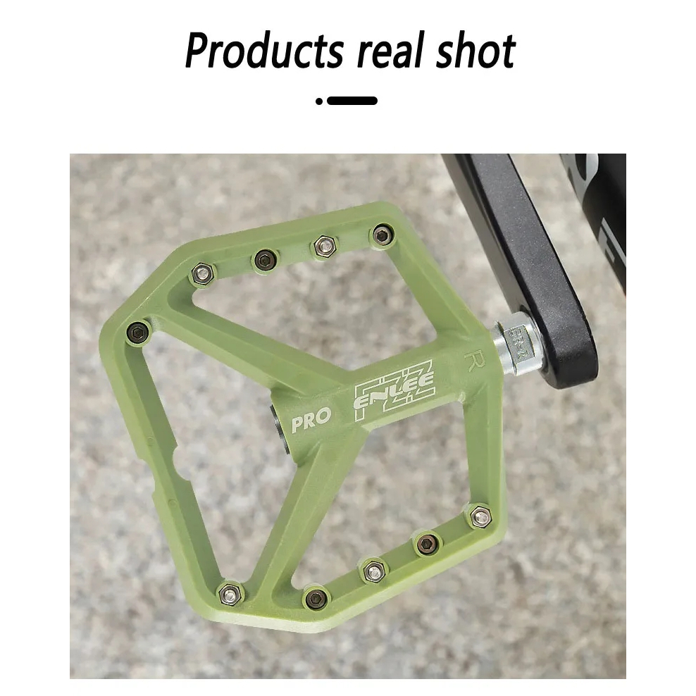 Picture of Mountain Bike Pedals ENLEE PRO Bicycle Cycling Pedals Aluminum Non-Slip Surface for 9/16 MTB BMX Mountain Road Bike Hybrid Pedals