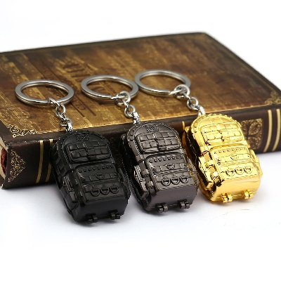 Picture of Survival Game Bag Keychain PUBG Battleground Level 3 Backpack Playerunknown's Holder Metal Keyring