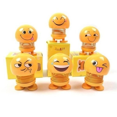 Picture of Toy Spring Doll for Car Smiling Face Swing Funny Emoji Action Figure Decoration Figurine Expression Doll Dancing Imoji