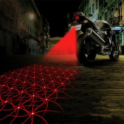 Picture of Motorcycle Laser Fog Light Anti Collision Tail Lamp Auto Moto Braking Parking Signal Warning Lamps Car styling 6 Figur
