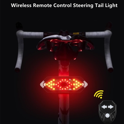 Picture of Bicycle Tail Light USB Rechargable Smart Wireless Remote Control Turn Signal LED Rear Break Light (Black) - সাইকেল - সাইকেল