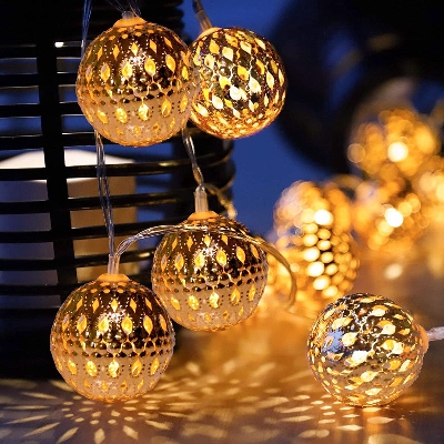 Picture of Home Decoration Light Metal Balls String Lights LED Globe Light Christmas Holiday Wedding Garland Home Party Decor