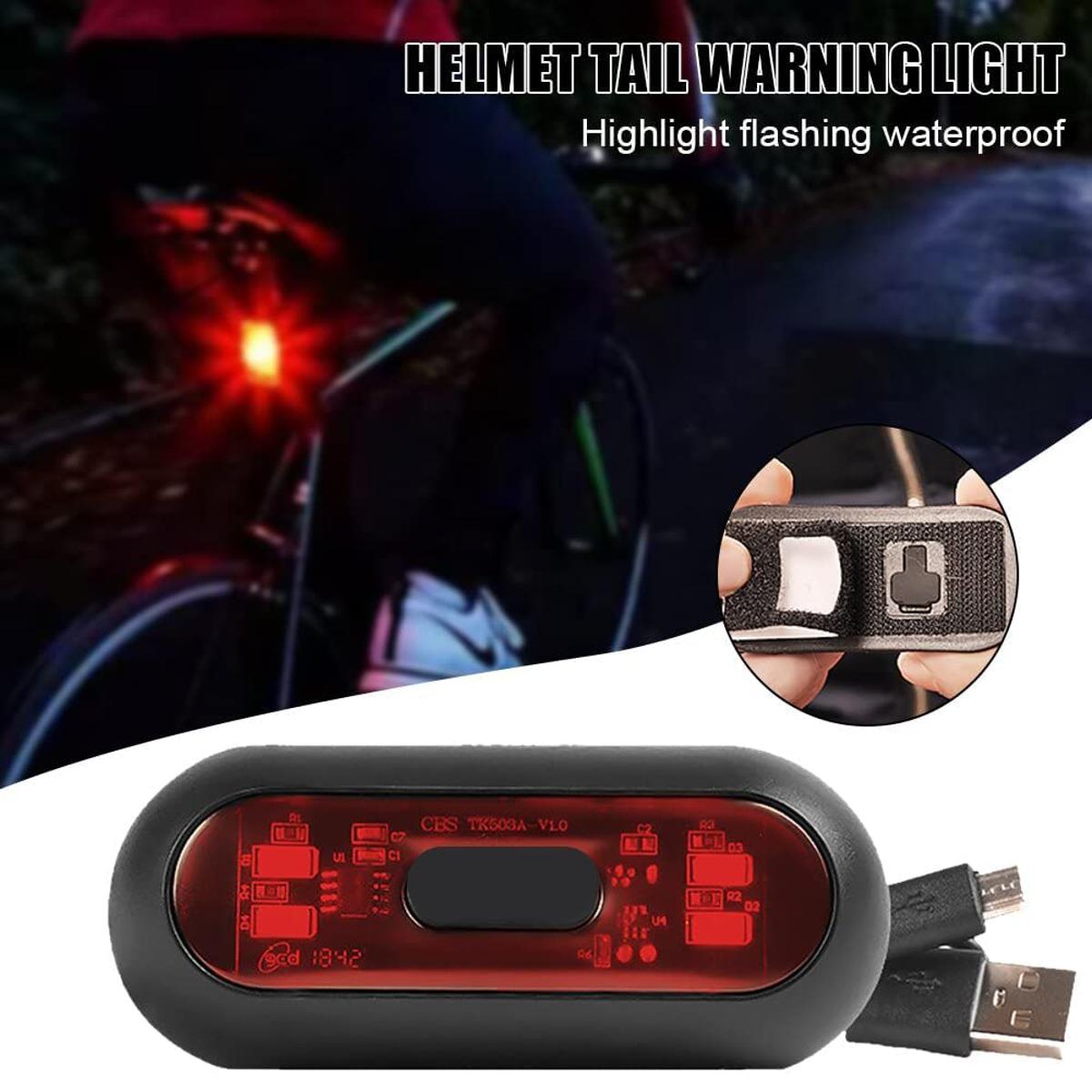 Picture of Motorcycle Helmet Cycle Bike Helmet Night Safety Signal Warning Light LED Light Rear Tail Lamp Taillight Rechargeable Waterproof