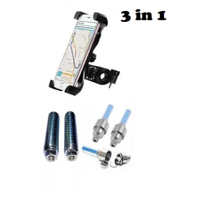 Picture of Bicycle mobile holder + Foot rest +Led wheel reflector 3 in 1