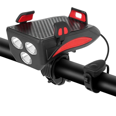Picture of 4 in 1 Bicycle USB Rechargeable Led Bicycle Light with Horn and Mobile Holder With PowerBank