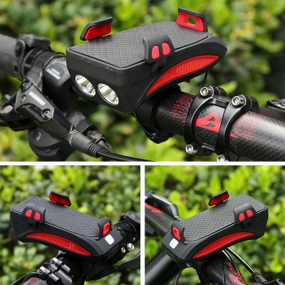 Picture of 4 in 1 Bicycle USB Rechargeable Led Bicycle Light with Horn and Mobile Holder With PowerBank