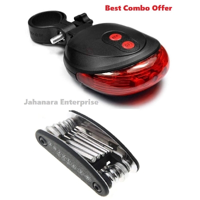 Picture of Best Combo (Light with Cycle Kit) Red Laser Cycle Rear LED Back Light -3 Mode Bicycle Light With Cycle Tool Kit Repair Kit
