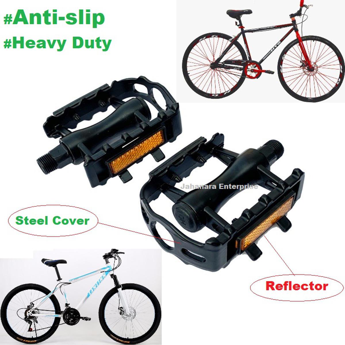Picture of Anti-slip Road Bike Pedals Steel Cover Heavy Duty Bicycle Pedal Cycling Bicycle parts Mountain MTB Bike Pedal With Reflector For Kids Children Student Bike Accessories
