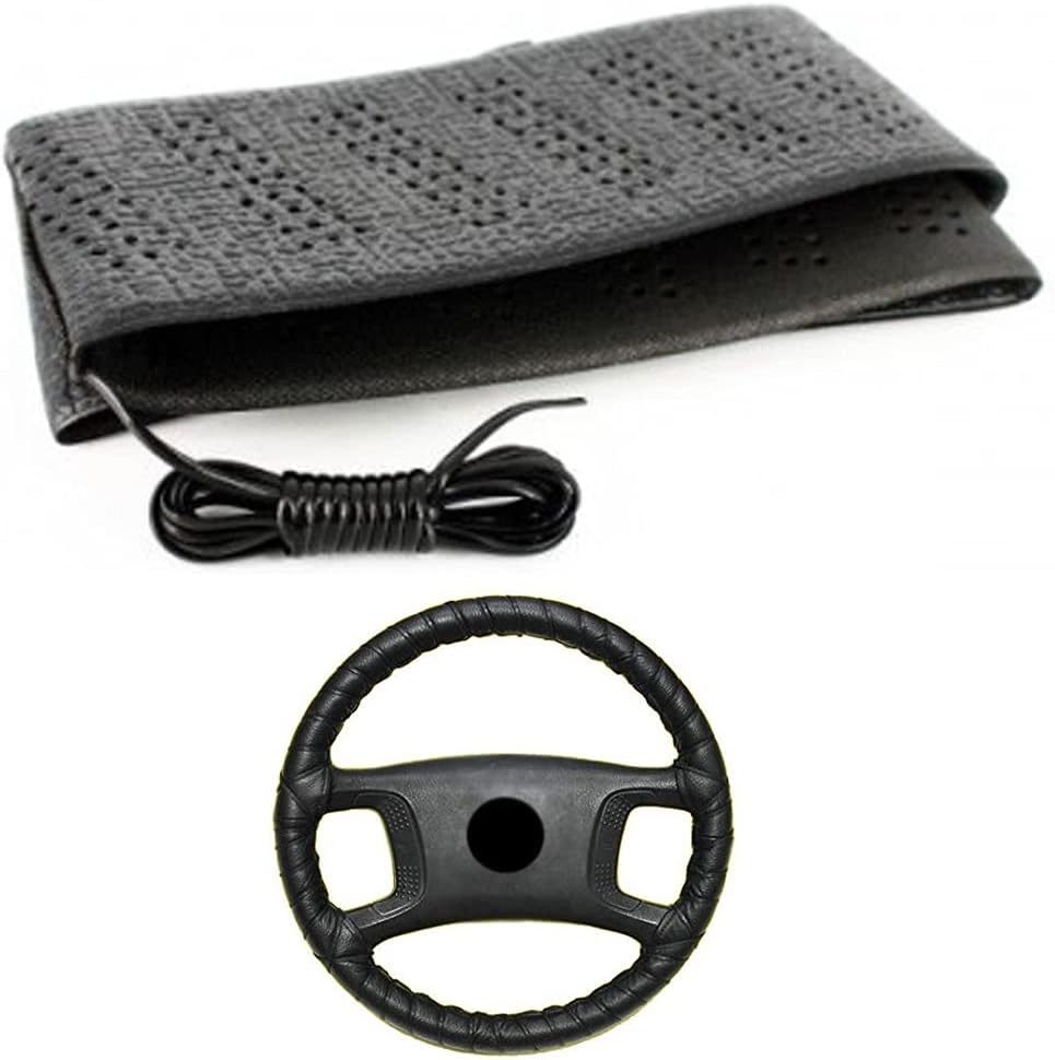 Picture of 2 Black Lace-On Cover Grip Steering Wheel Stretch Vehicle Auto Classic Accessory, Variable