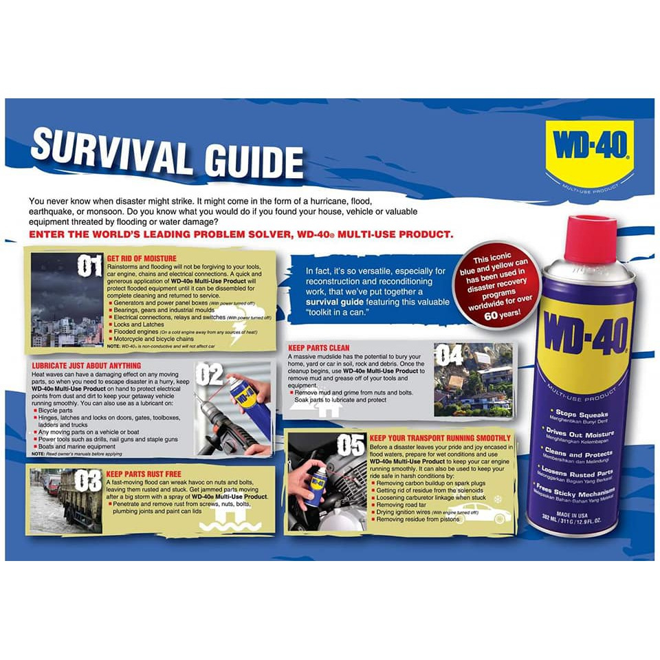 Picture of WD-40 MULTIPURPOSE LUBRICANT / WD40 (277ML) De-Rust Lubricating Spray Anti Rust Lubrication