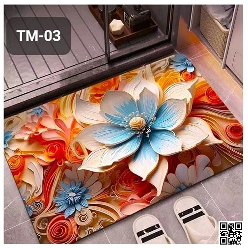 Picture of Floor Mat (Paposh) Non-slip 3D Water Absorbent Non-Slip Door & Bathroom Multicolors