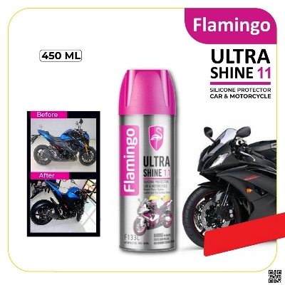 Picture of Flamingo Ultra Shine 11 Silicone Protector Car & Motorbike-450ml, Flamingo Ultra Shine Spray Polish, Motorcycle silicon shine spray polish