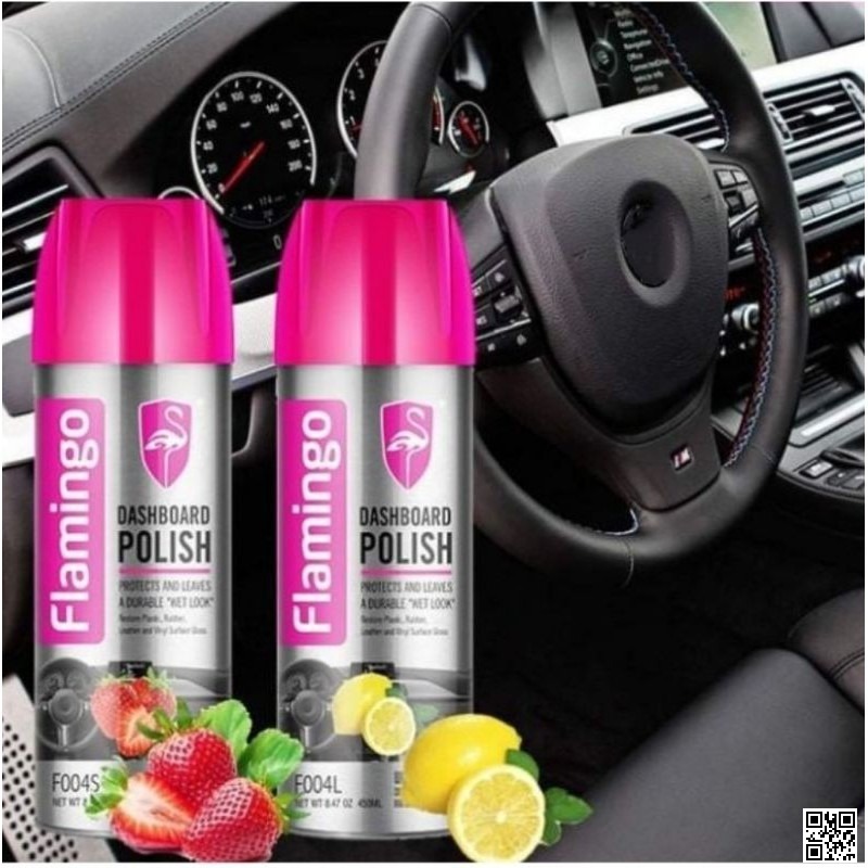 Picture of Flamingo Dashboard Polish Lemon- 450 ml, Car Motorcycle, Plastic, Rubber, Wood, Leather Goods Shiny Spray Polish