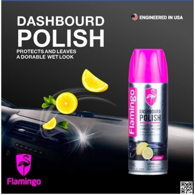 Picture of Flamingo Dashboard Polish Lemon- 450 ml, Car Motorcycle, Plastic, Rubber, Wood, Leather Goods Shiny Spray Polish