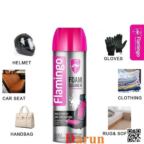 Picture of Flamingo Multi-Purpose Foam Cleaner with Brush– 650 ml, Dry Wash Foam Cleaner Spray