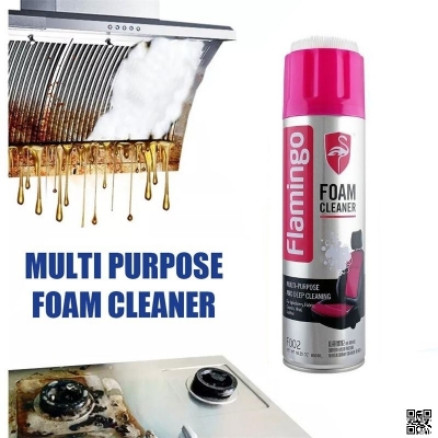 Picture of Flamingo Multi-Purpose Foam Cleaner with Brush– 650 ml, Dry Wash Foam Cleaner Spray