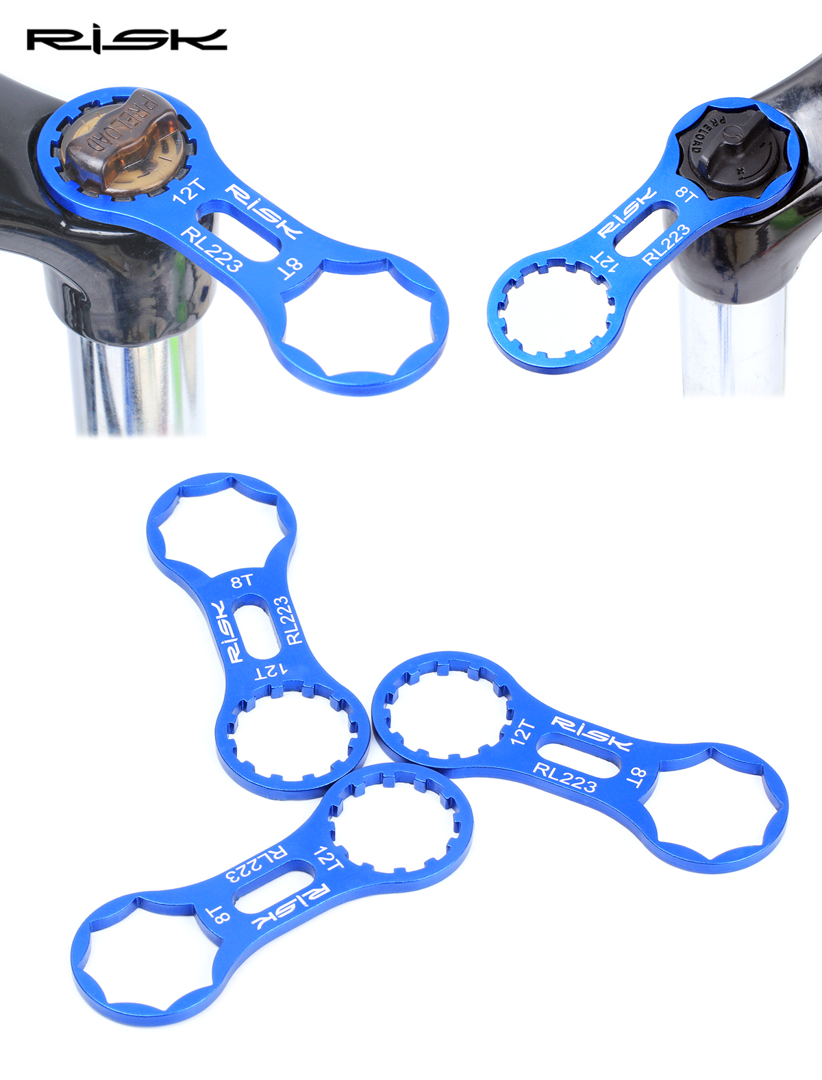 Picture of Bicycle Front Fork Cap Wrench Tool MTB 8T/12T Bike For SR XCR/XCT/XCM/RST Aluminum Alloy Cycling Repaire Tool Bike Accessories