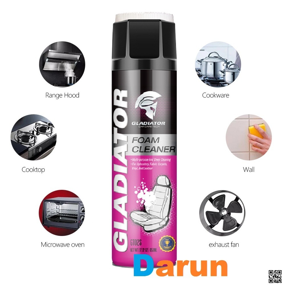 Picture of Gladiator Multi Purpose Foam Cleaner with Brush 650 ml, Car, Motorcycle, Household, Kitchen, Bathroom Cleaner Foam Spray