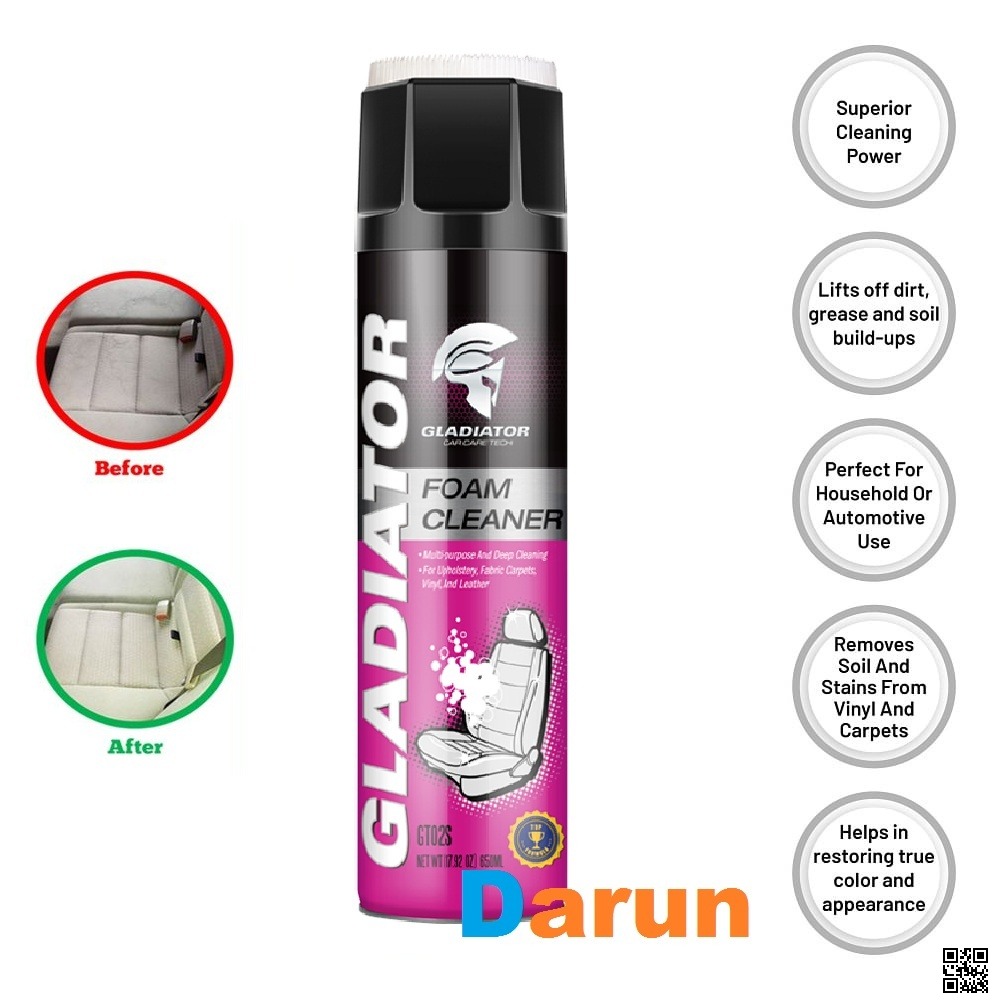 Picture of Gladiator Multi Purpose Foam Cleaner with Brush 650 ml, Car, Motorcycle, Household, Kitchen, Bathroom Cleaner Foam Spray