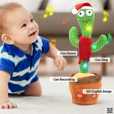 Picture of Rechargeable Dancing Cactus Toy Song Singing, Talking, Record & Repeating What You say Electric Cactus