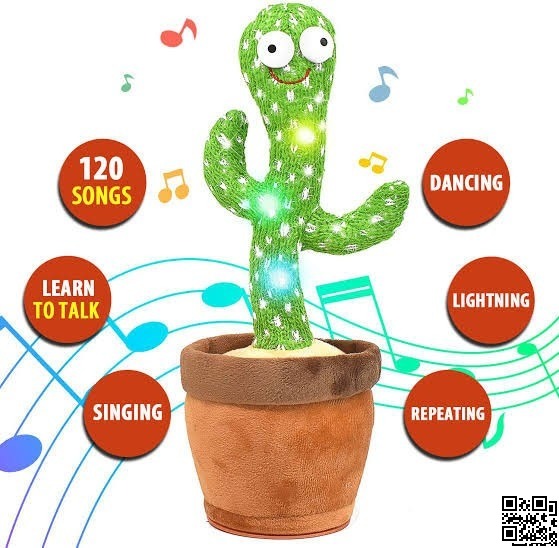 Picture of Rechargeable Dancing Cactus Toy Song Singing, Talking, Record & Repeating What You say Electric Cactus