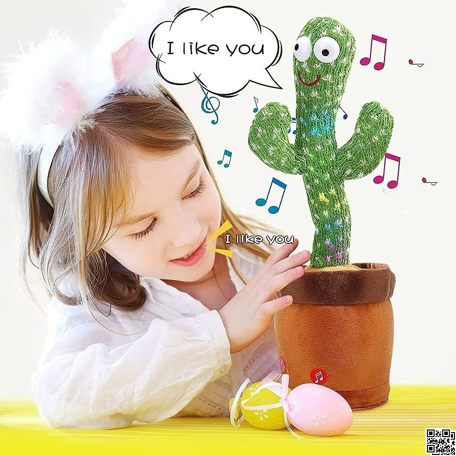 Picture of Rechargeable Dancing Cactus Toy Song Singing, Talking, Record & Repeating What You say Electric Cactus