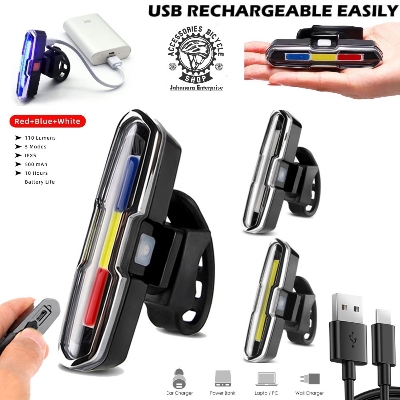 Picture of Bicycle Rear Light Waterproof LED USB Rechargeable Tail Light Cycling Flash Lamp Safety Mountain Bike Taillight Red Blue White