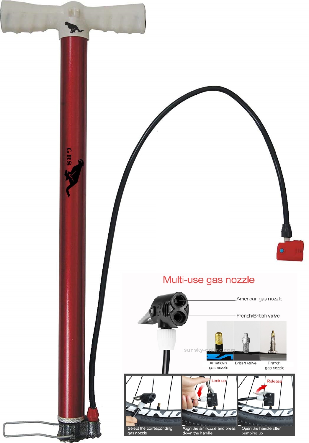 Picture of AIR Pump with 2 Needle for Cycle, Football, Volleyball, Basketball, Handball (Multicolour, Nylon & Steel)