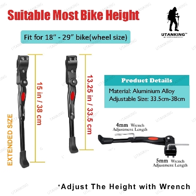 Picture of 20"-29" Bicycle Alloy Aluminum 3 Point Side Stand Kick Stand MTB Tongkat Basikal
