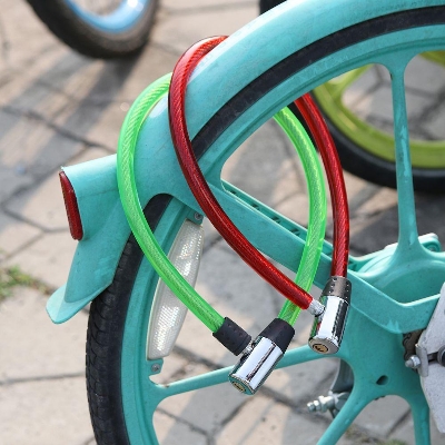 Picture of Bicycle Lock With 2 Keys Portable Steel Chain Cycling Cable Anti-Theft