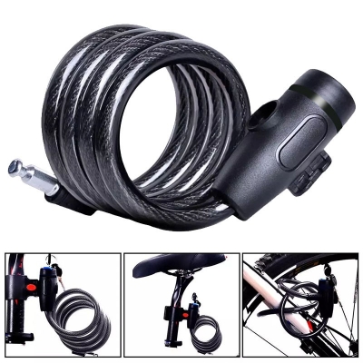 Picture of Bicycle Anti-Theft Lock MTB Road Bike Chain Lock Outdoor Basikal Security Kunci Spiral ring Lock basikal kunci 2 Key自行车锁