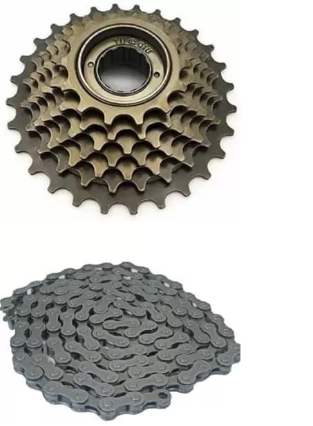 Picture of Bicycle Speed Freewheel Road Mountain MTB 14-28 Teeth + 7S Chain 116 Link + Freewheel Remover Tool+7 Freewheel 3 pcs Combo