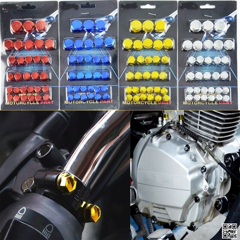 Picture of 30Pcs Motorcycle Screw Nut Bolt Cap Cover Modification Decorative Universal Frame Sliders Sleeve Muff For Bike, motorcycles, electric motorcycles, scooters