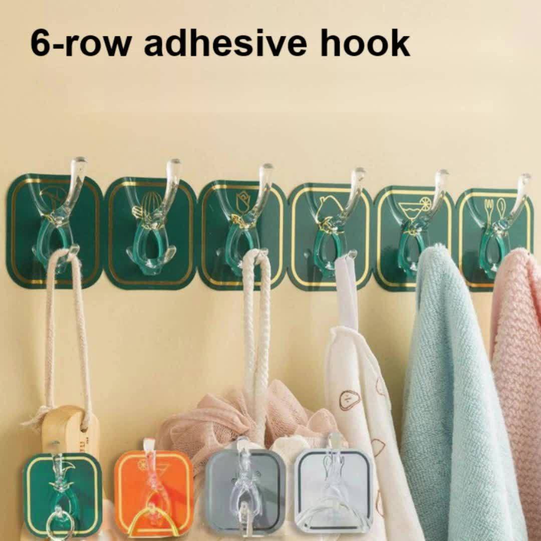 Picture of 6 Pcs/12 Pcs Self Adhesive Hook Key Storage Hanger for Kitchen Bathroom Door Wall Wall Hanger Sticky Walls for Hooks Sticker Door Bedroom Bathroom Home Hooks and Hangers Kitchen Magic Adhesive self Strong Wall Hanger