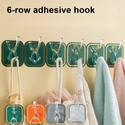 Picture of 6 Pcs/12 Pcs Self Adhesive Hook Key Storage Hanger for Kitchen Bathroom Door Wall Wall Hanger Sticky Walls for Hooks Sticker Door Bedroom Bathroom Home Hooks and Hangers Kitchen Magic Adhesive self Strong Wall Hanger