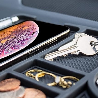 Picture of Car Dashboard Multifunctional Non Slip Anti Skid PVC Pad Mat with Mount Phone Holder Stand Parking Numbers for Coins Keys