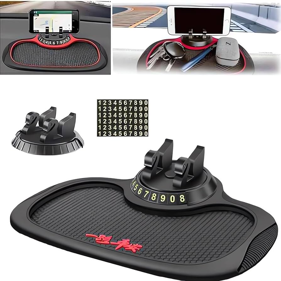 Picture of Multifunction Car Anti-Slip Mat Auto Phone Holder, Anti Slip Mat Auto Phone Holder，Anti Skid Car Dashboard Sticky Pad with Phone Holder, Car Dash Accessories Anti Slip Mat  - Black & Blue