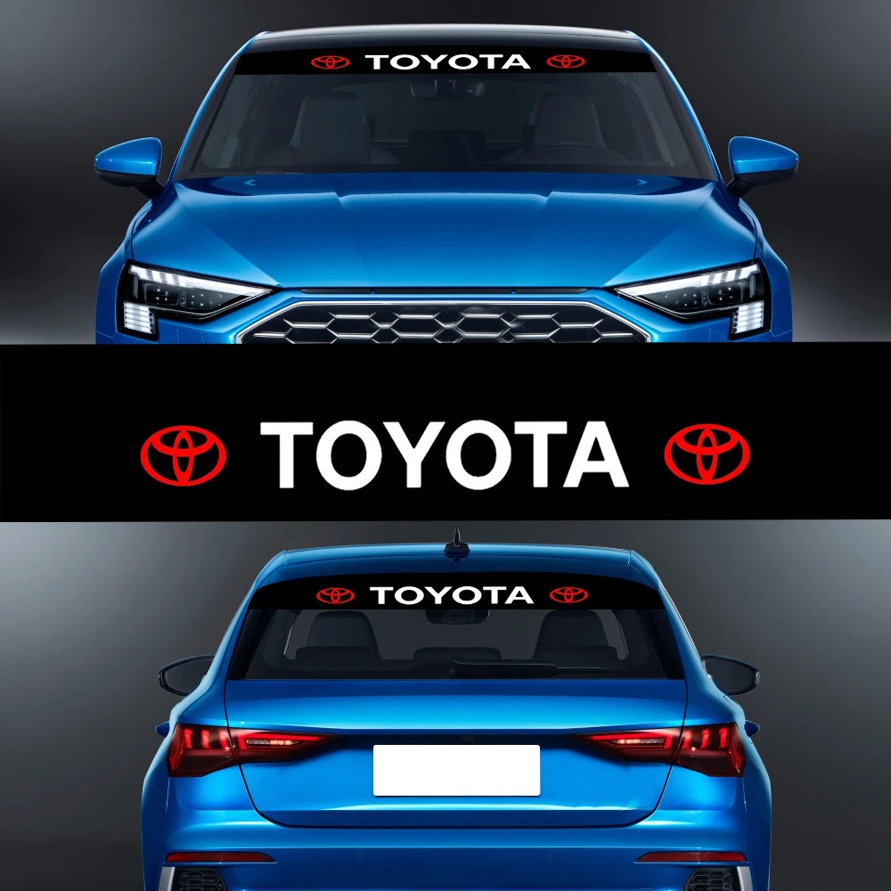 Picture of Car Logo Front Rear Windshield Sticker Sunshade Banner Decal Exterior Accessories For Toyota