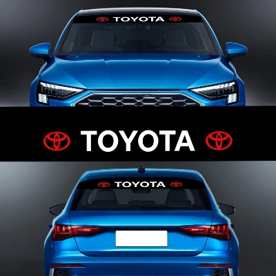 Picture of Car Logo Front Rear Windshield Sticker Sunshade Banner Decal Exterior Accessories For Toyota