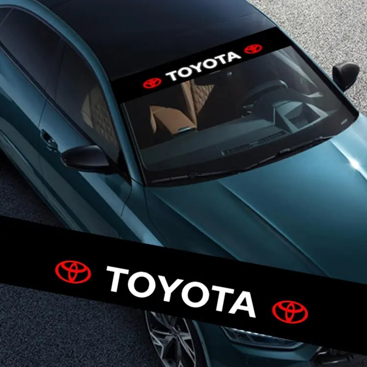 Picture of Car Logo Front Rear Windshield Sticker Sunshade Banner Decal Exterior Accessories For Toyota