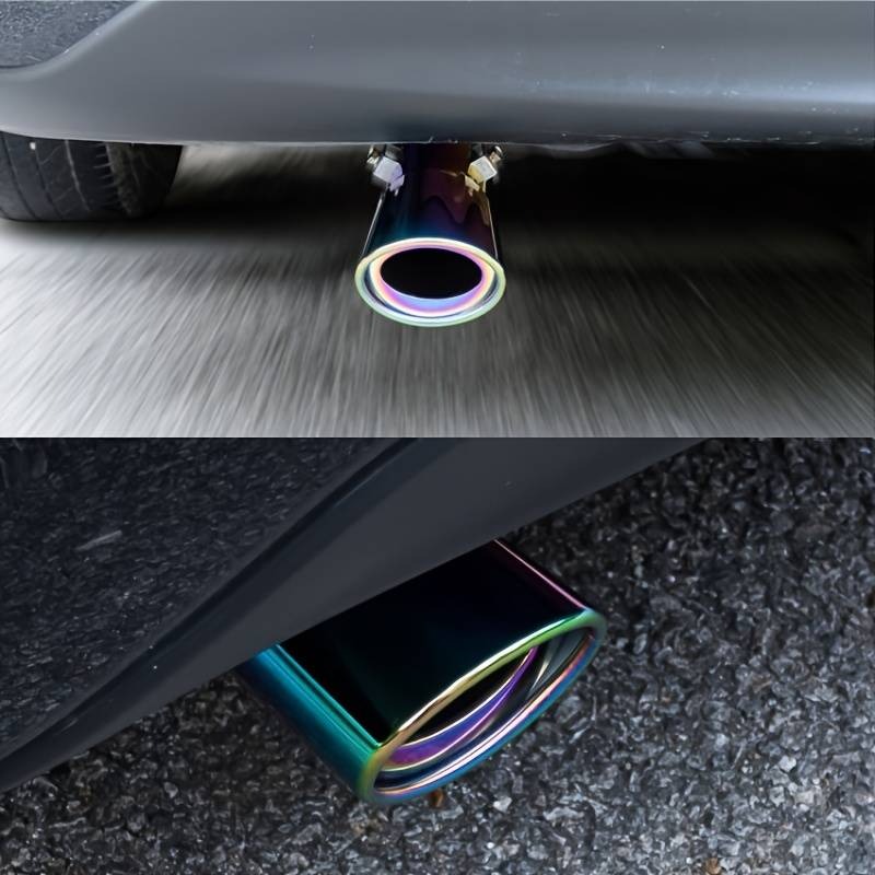 Picture of Car Exhaust Tail End Pipe Universal Car Exhaust Muffler Tip Round Stainless Steel Car Tail Rear Round Exhaust Pipe Tail Muffler Tip Pipe Inlet 63mm (Color : Color straight)
