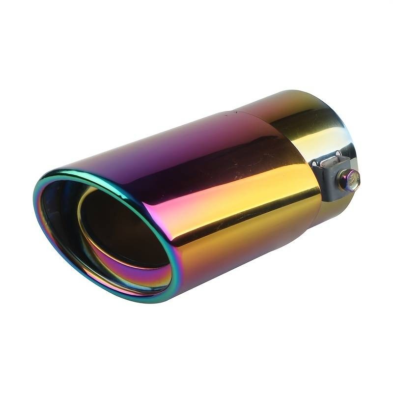 Picture of Car Exhaust Tail End Pipe Universal Car Exhaust Muffler Tip Round Stainless Steel Car Tail Rear Round Exhaust Pipe Tail Muffler Tip Pipe Inlet 63mm (Color : Color straight)