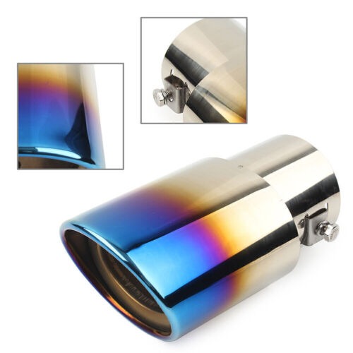 Picture of Car Exhaust Tail End Pipe Universal Car Exhaust Muffler Tip Round Stainless Steel Car Tail Rear Round Exhaust Pipe Tail Muffler Tip Pipe Inlet 63mm (Color : Baked blue straight)