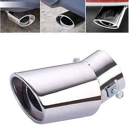 Picture of Car Exhaust Tail End Pipe Universal Car Exhaust Muffler Tip Round Stainless Steel Car Tail Rear Round Exhaust Pipe Tail Muffler Tip Pipe Inlet 63mm (Color : Silver bend)