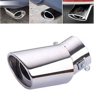 Picture of Car Exhaust Tail End Pipe Universal Car Exhaust Muffler Tip Round Stainless Steel Car Tail Rear Round Exhaust Pipe Tail Muffler Tip Pipe Inlet 63mm (Color : Silver bend)